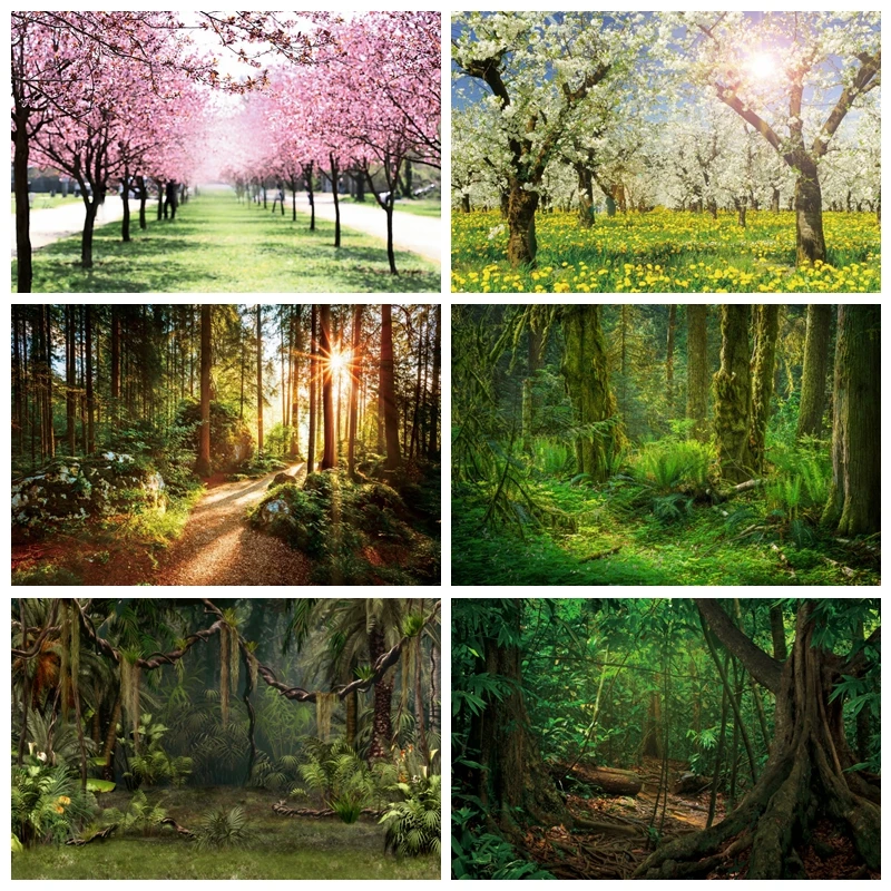 

Yeele Spring Landscape Backdrop Green Forest Flowers Baby Portrait Wedding Background Photography Photo Studio Photographic Prop