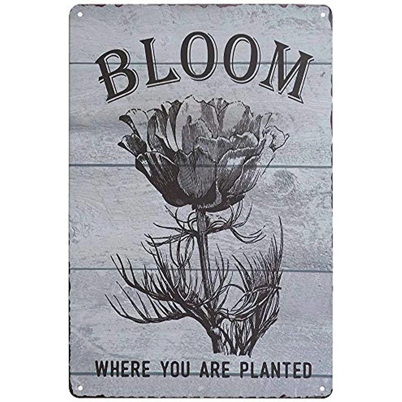 

Floral Bloom Where You're Planted Vintage Metal Tin Signs Home Bar Shop Decorations Coffee Sign Gift 8X12Inch