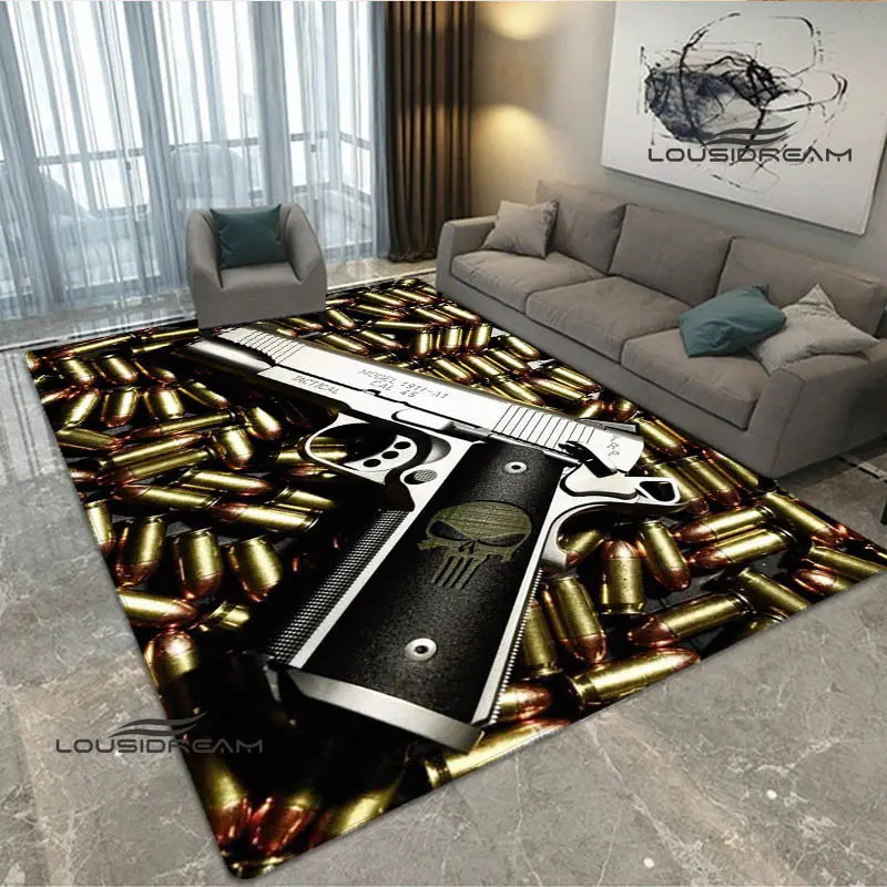 

3D firearm Printed carpet Non -slip carpet Fashion Yoga mat carpets for living room area rug Door pad anime rug birthday gift
