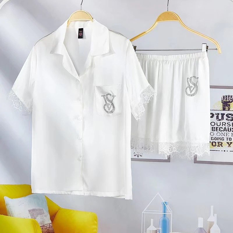 

Пижамный комплект женский из 2 предметов, роскошная модная одежда для сна с коротким рукавом и розовым цветочным принтом, домашняя одежда дл...