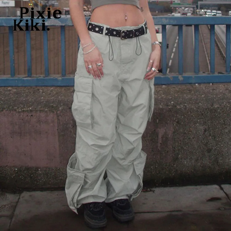 

Женские Мешковатые брюки-карго PixieKiki Y2k с заниженной талией, уличная одежда, трендовая одежда для женщин 2022, летние брюки, винтажные женские ...
