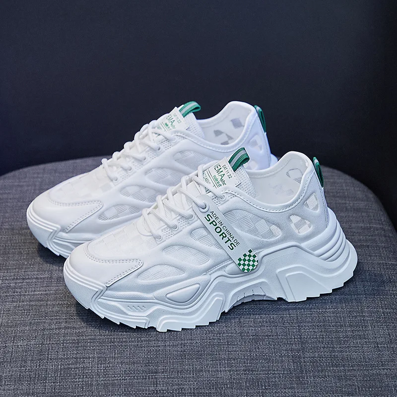 

Кроссовки женские массивные, Вулканизированная подошва, на шнуровке, повседневная обувь, белые