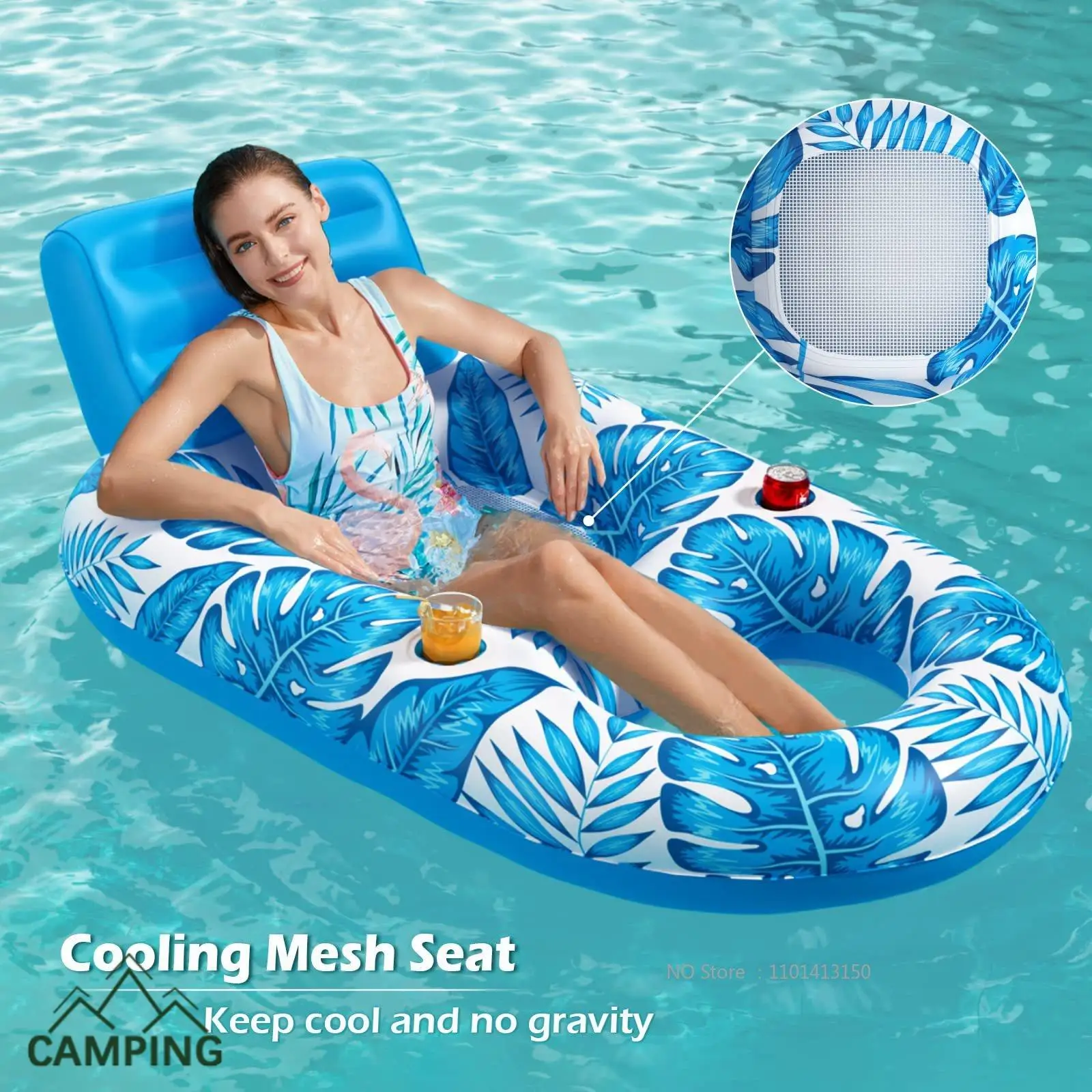 

Inflatable Pontoon Lounge Pool Lounger Chairs Pontoon Boat Portable Multifunctional Swimming Ring Water Inflatable Pontoon Row
