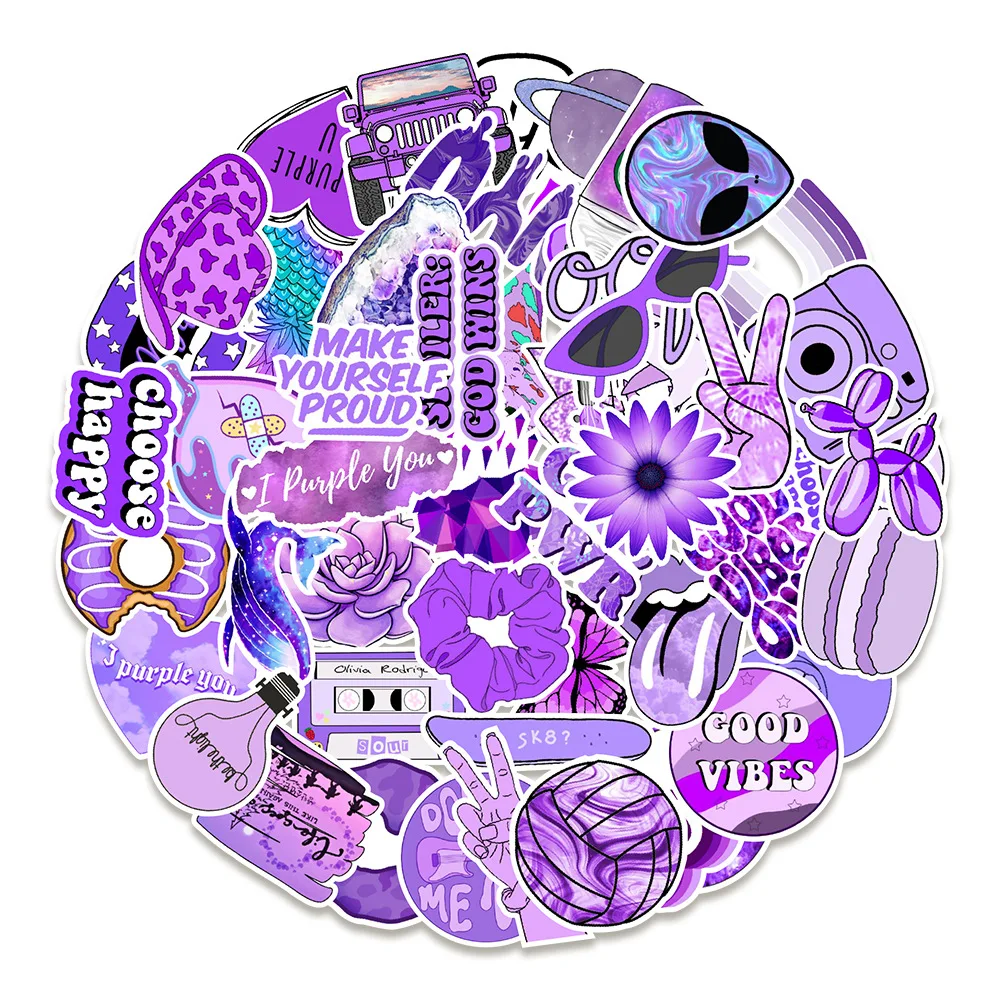 

10/30/50 шт. популярная фиолетовая маленькая свежая наклейка, скейтборд, ноутбук «сделай сам», мультяшный водонепроницаемый граффити, оптовая продажа