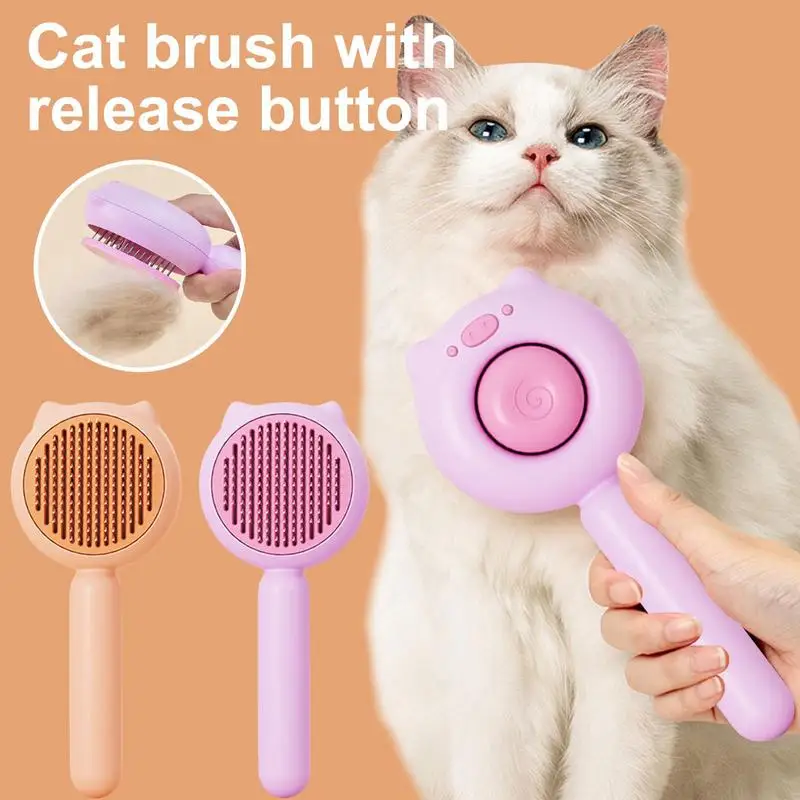 

Self Cleaning Cat Brush Release Button Shedding Slicker Comb Dematting Undercoat Rake Brushes For Cat Dog Pet Grooming Supplies