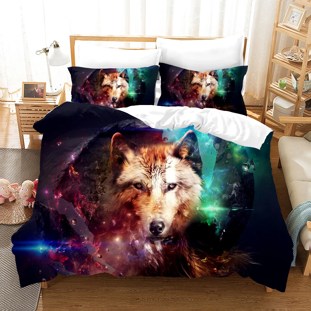 

Set Animal Modern 3D Print Comforter Luxury Queen King Single Hot Fantasy Wolf Bedding Size Duvet Cover Set Home Textile Decor
