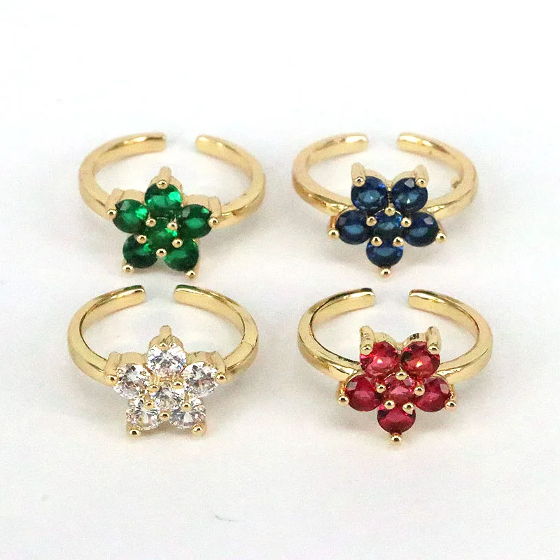

10Pcs 2022 Fashion CZ Zircon Flower For Women Ring Elegant Gold Engagement Wedding Ring Stackable Party Jewelry