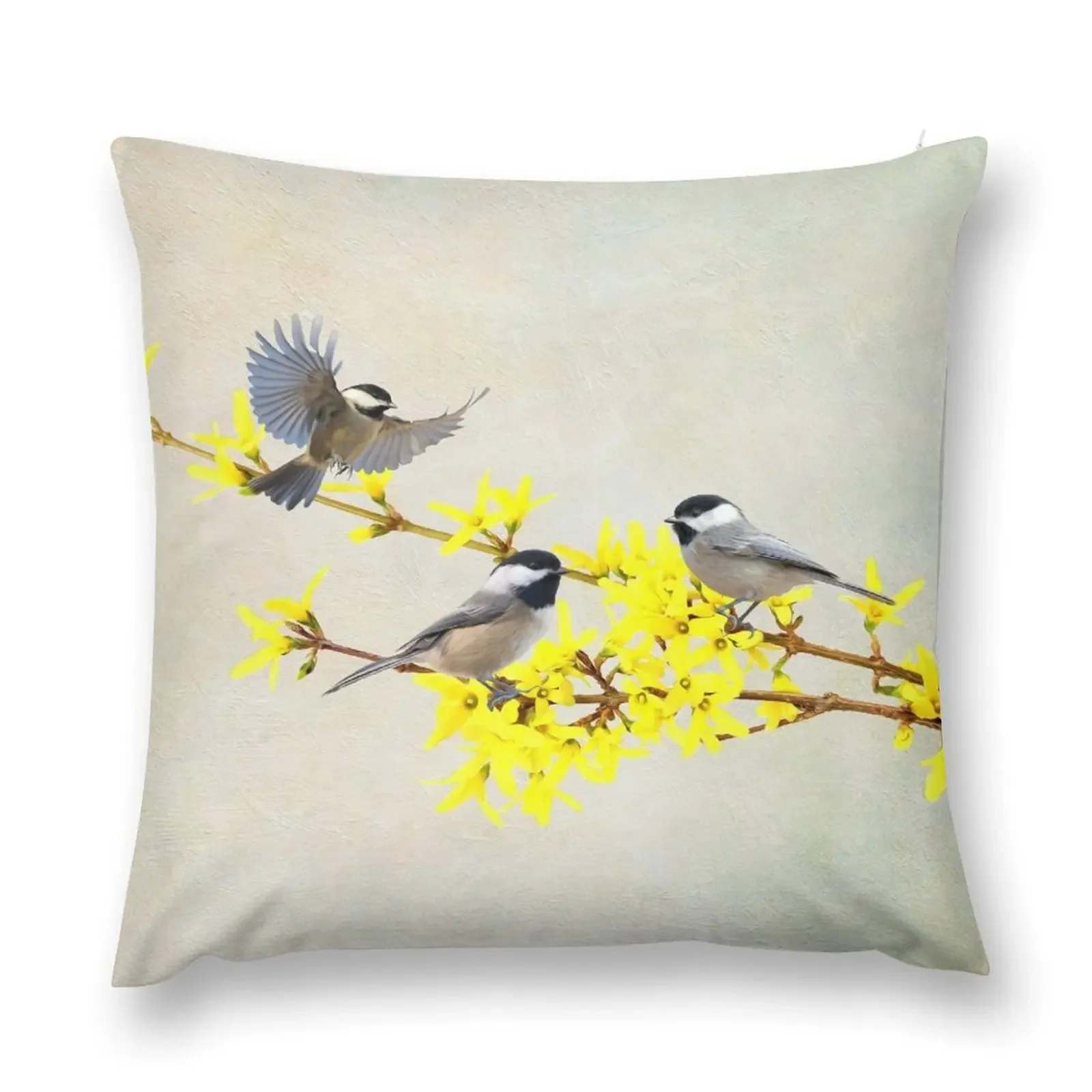 Фото Декоративная подушка Chickadees and Forsythia, чехлы для диванных подушек, декоративные подушки для гостиной, диванные подушки, подушка №2