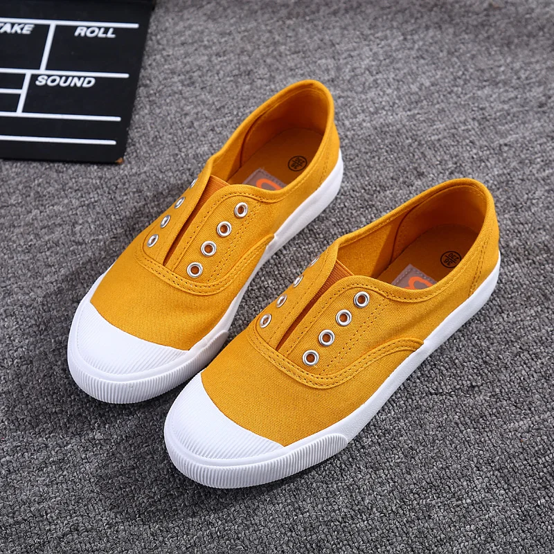 

Women Canvas Flat Shoes Woman Sneakers White Breathable One Foot Sports Student Fashion Korean Lazy Half Sapato Feminino Casual