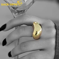sace gems simple hyperbole s925 sterling silver geometric big glossy ring female ins open index finger ring valentine day gift