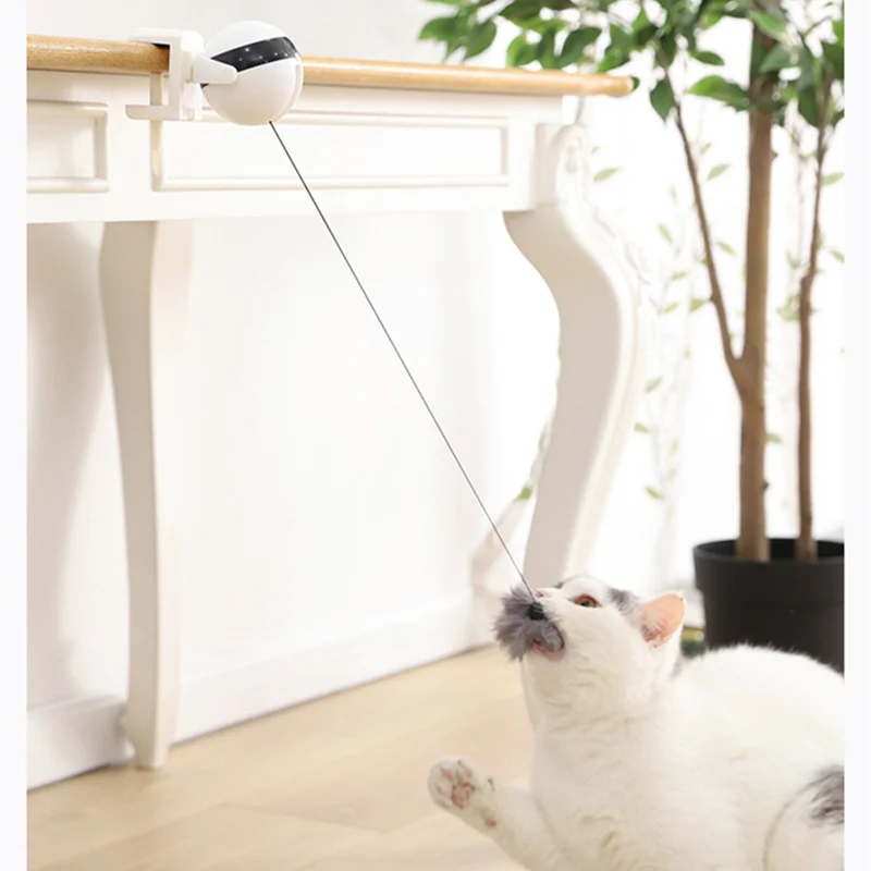 

New Electric Cat Toy Funny Cat Teaser Ball Toy Automatic Lifting Spring Rod Yo-Yo Lifting Ball Interactive Puzzle Smart Pet Toys