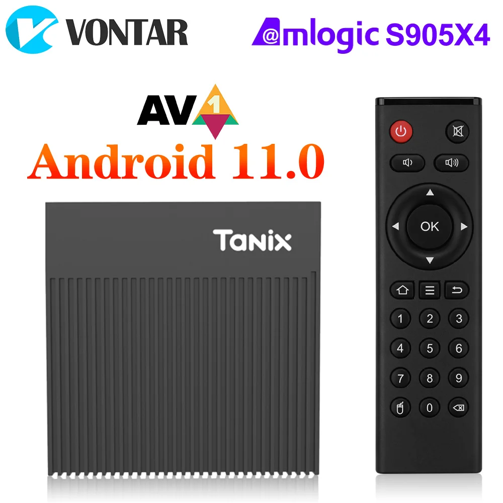 

Tanix X4 Amlogic S905X4 TV Box Android 11.0 2T2R Dual Wifi Support AV1 H.265 4K Google Voice Assistant Youtube Media Player