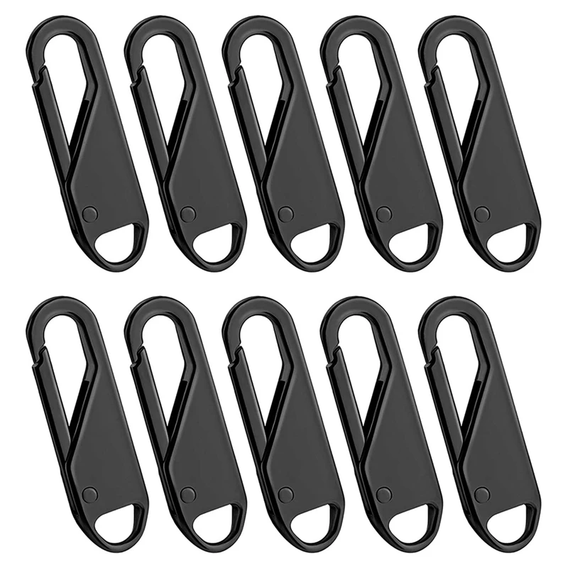 

20 Pcs Zipper Pull Replacement Zipper Repair Kit Zipper Slider Pull Tab Universal Zipper Fixer Metal Zipper Head (Black)
