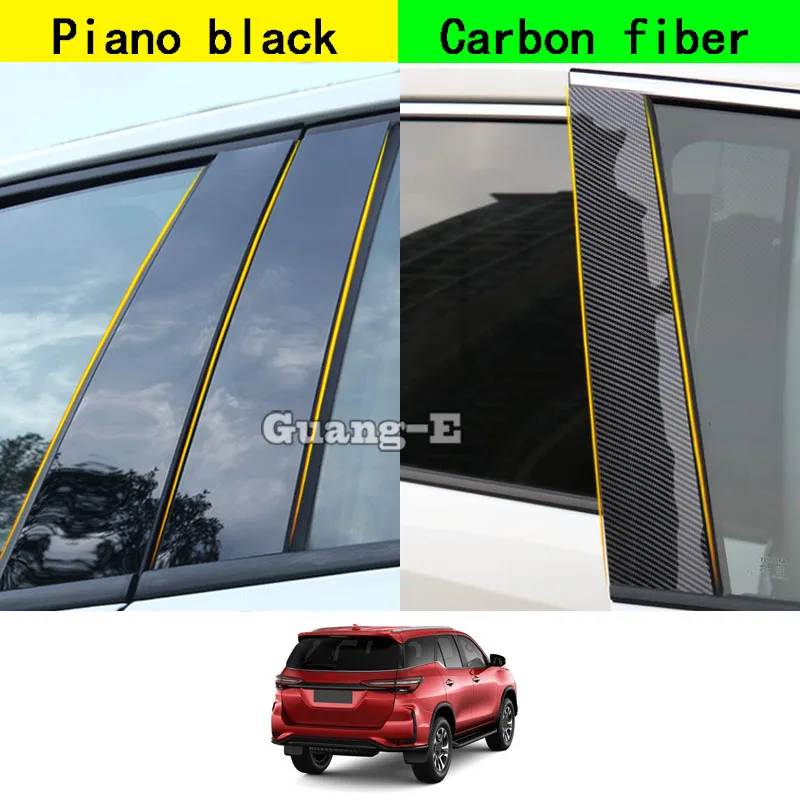 

Для Toyota Fortuner 2016 2017 2018-2021, автомобильный поликарбонатный материал, столб, крышка двери, отделка окна, пианино, черная молдинговая наклейка
