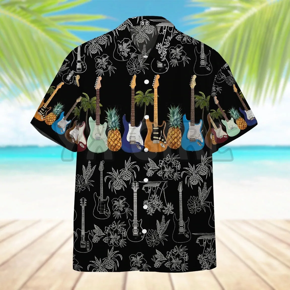 

Electric Guitar Hawaii Shirts 3D All Over 3D All Over Printed Hawaiian Shirt Men's For Women's Harajuku Casual Shirt Unisex
