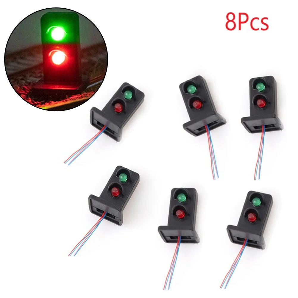 

8pcs Model Train Signal Lights Model Light Toys LED Dwarf Signals 2 Lights Block Signal Lamp Toys For Boys