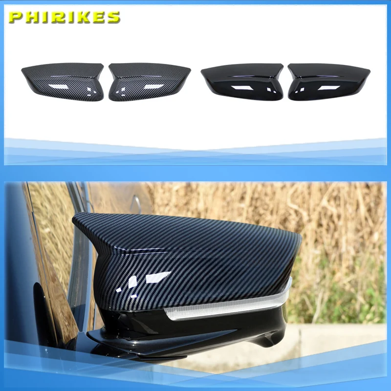 

For KIA EV6 2022 2023 Trim Cover Side Mirror Molding 1 Pair ABS Black Cap Carbon Fiber Style Durable Easy To Install