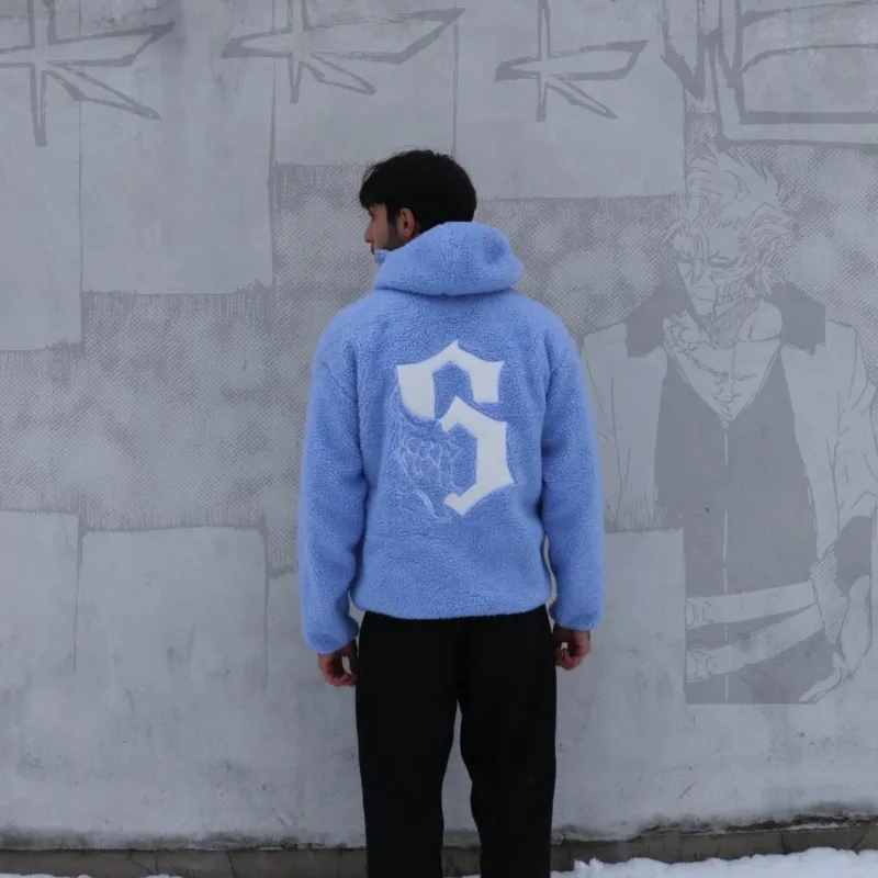 Y2K Emo Harajuku Мужской свитер на молнии Американский стиль High Street Текстурированная