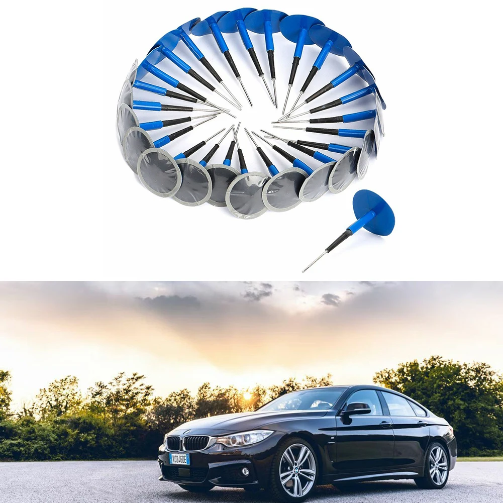 

Tyre Plug Patch 24 Pcs/1 Set 3.6cm/1.42in Blue High Temperature Metal Natural Rubber Universal Car Accessories