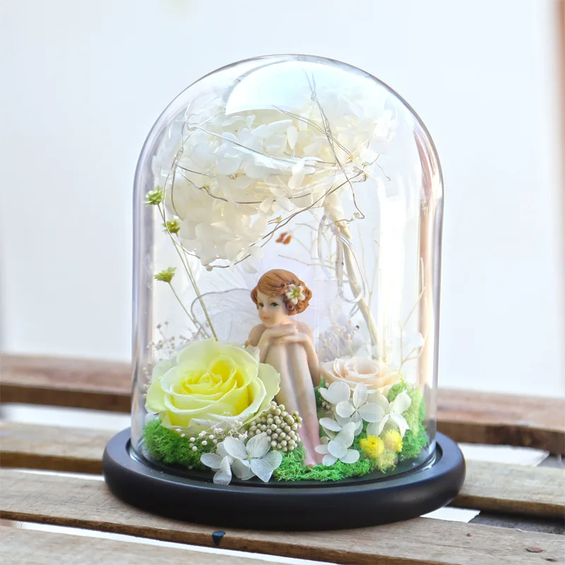 

Eternal Rose Real Flower Dried Flower Rose and Girl in Glass Gift for Mom Girl Birthday Mothers Day Valentines Day Xmas Gifts