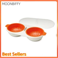 microwave egg poacher food grade cookware double cup egg boiler kitchen steamed egg set microwave ovens cooking tools