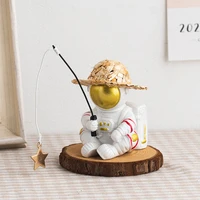 nordic astronaut figurines statue spaceman with straw hat miniature home desk accessories bedroom ornaments for children gift