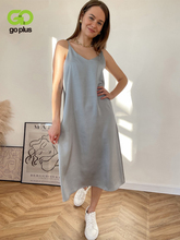 Vestidos Goplus-vestido de satén con tirantes para mujer...