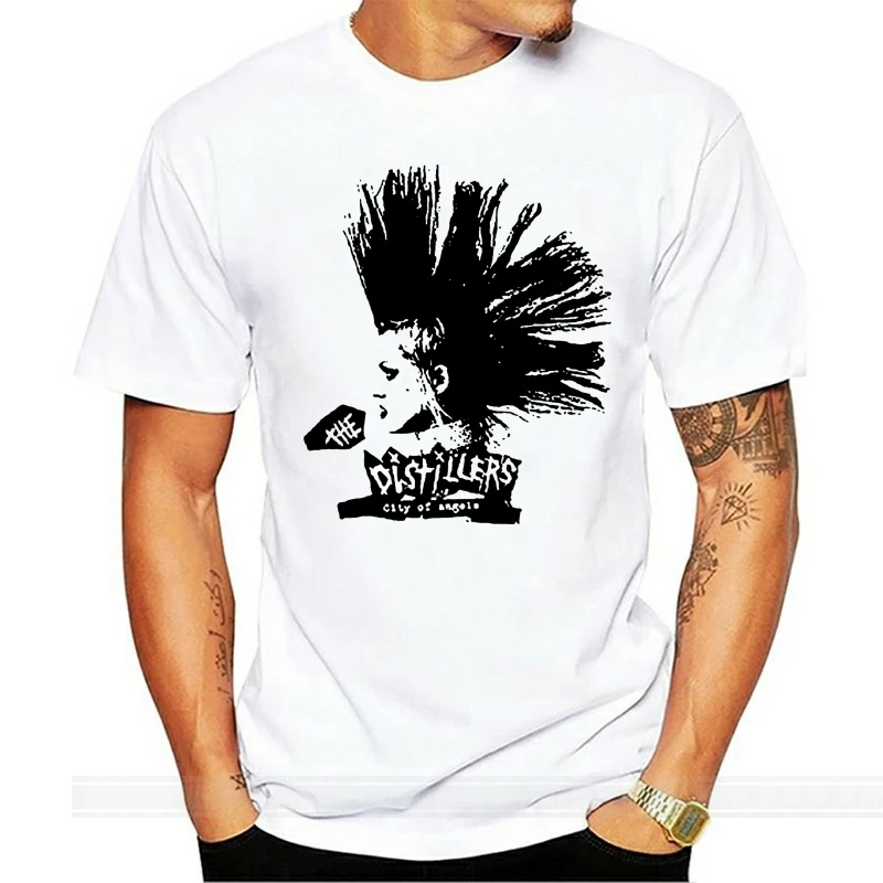 

Mohawk The Distillers City Of Angels Punk Rock Music Vintage Retro T Shirt 650 fashion t-shirt men cotton brand teeshirt