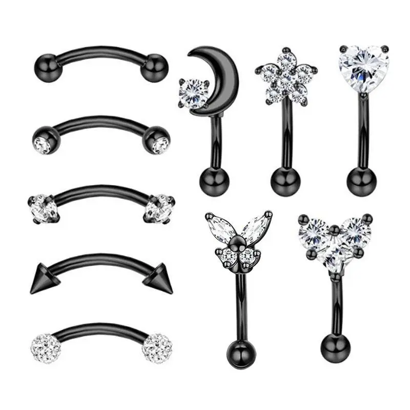 Eyebrow Piercing Set 16G Curved Barbell Piering Rook Daith Earring Bulk Cartilage Helix Jewelry Tragus Piercing Labret Lip Ring images - 6