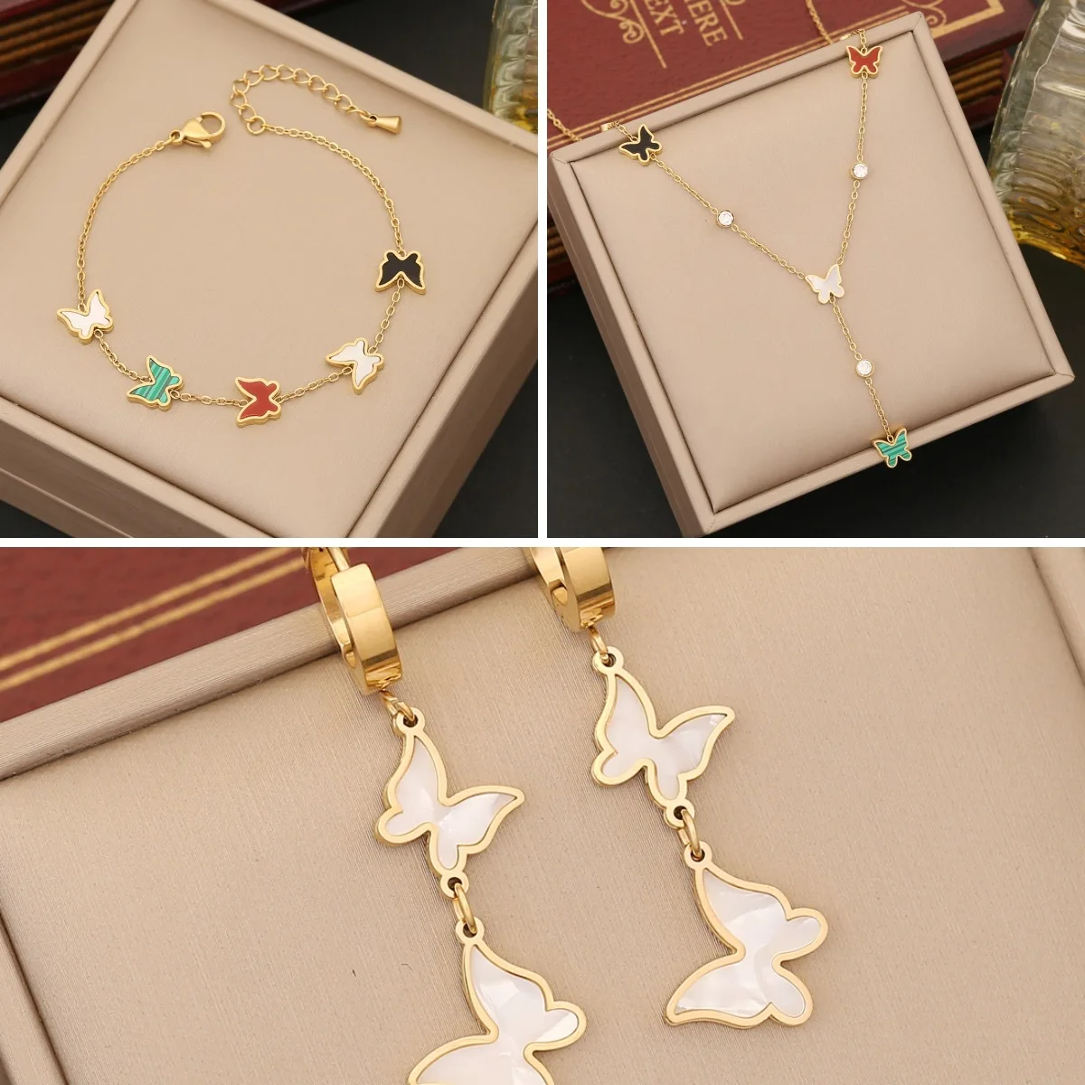 

316L Stainless Steel Butterfly Zircon Long Pendant Necklace for Women Fashion Girls Clavicle Chain Jewelry Party Gift