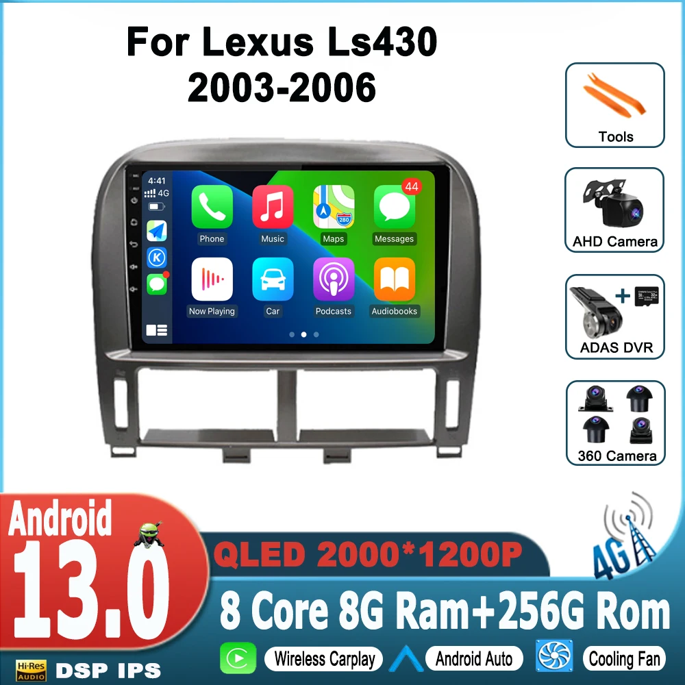 

1280*720 QLED Android 13 Radio Tape Recorder For Lexus Ls430 2003 - 2006 8G 128G GPS Navi Car Multimedia Player Head Unit