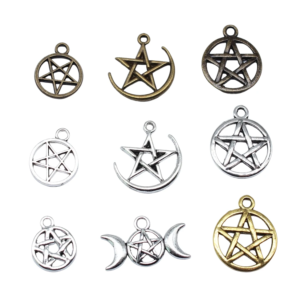 

Подвески полая пентаграмма, звезда, антикварные бриллиантовые подвески, античное Изготовление ювелирных изделий ручной работы, 20 шт.