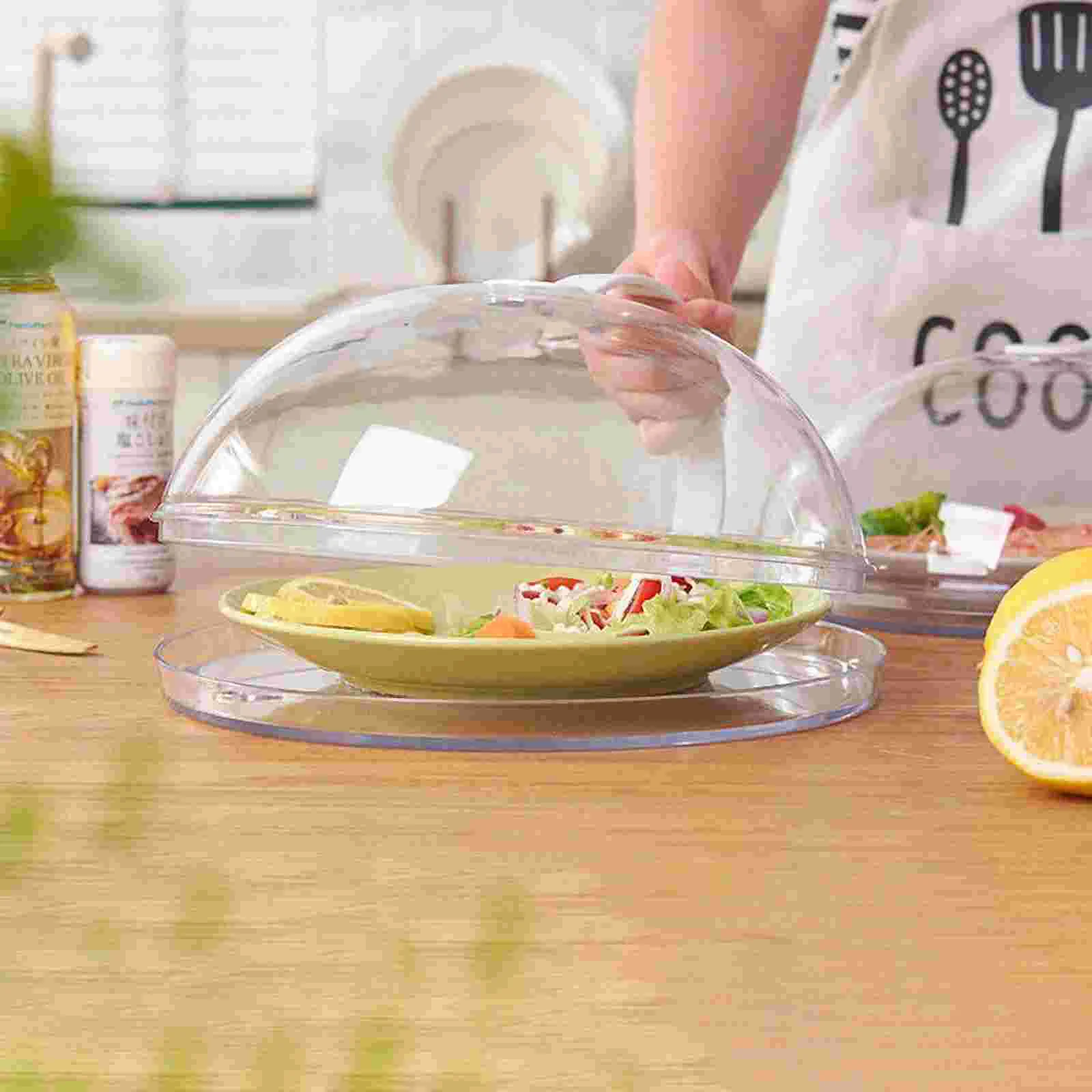 

Coverdome Microwave Plate Dessert Splatter Screen Lid Guard Dish Clear Cake Pastry Display Protector Handlefor Meal Serving Tray