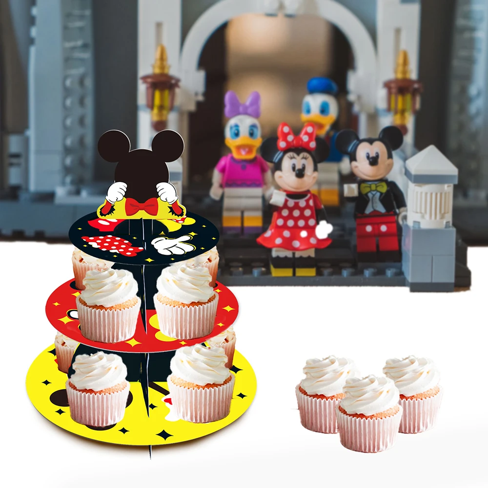 

3-layers Kids Cartoon Mouse Animals Birthday Baby Shower Party Paper Cupcake Display Stand Jungle Party Cake Gifts Decorations