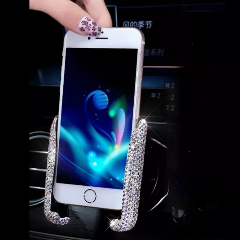 

Phone Holder Women Diamond Crystal Car Air Vent Mount Holder Mobile Phone Holder Stand in Car Bracket Interior Accessories