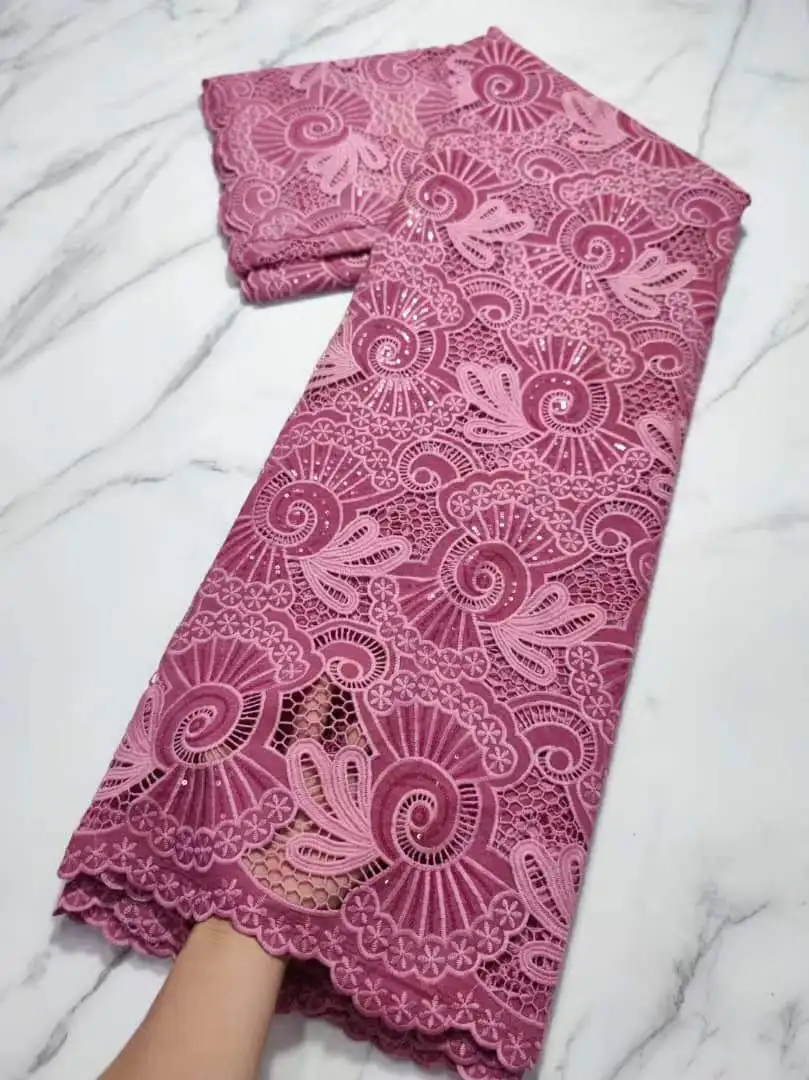 Африканская хлопчатобумажная кружевная ткань модная нигерийская швейцарская 2022