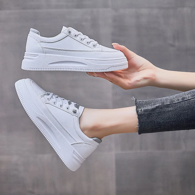 

Туфли женские на плоской платформе, дышащие, на шнуровке, повседневная обувь, белые, модель 2022