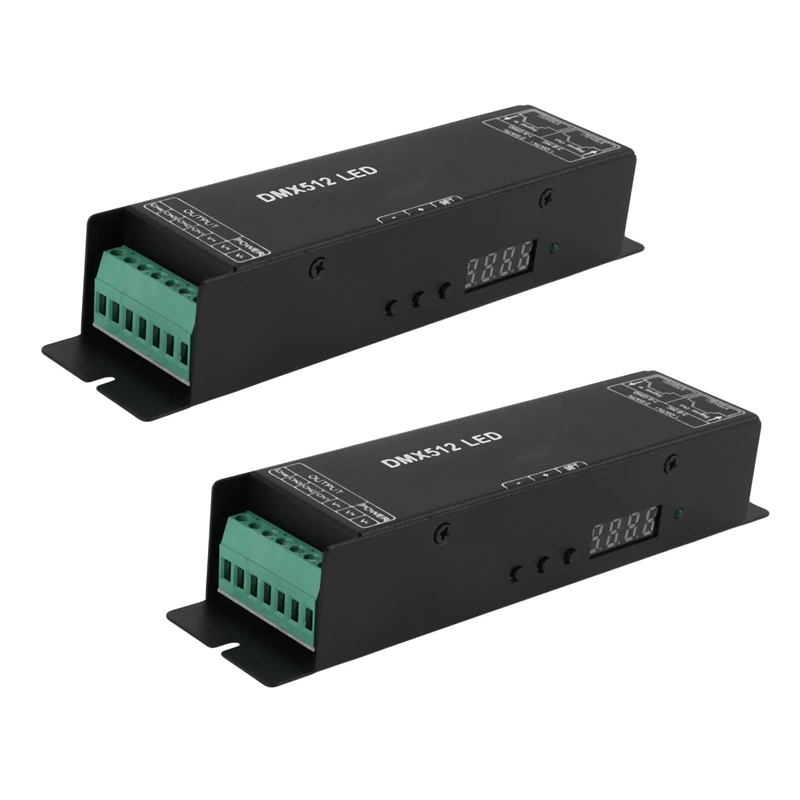 

2X Dmx 512 Digital Decoder,Dimming Driver Dmx512 Controller For LED Rgbw Tape Strip Light Rj45 Connection Dc12-24V 20A