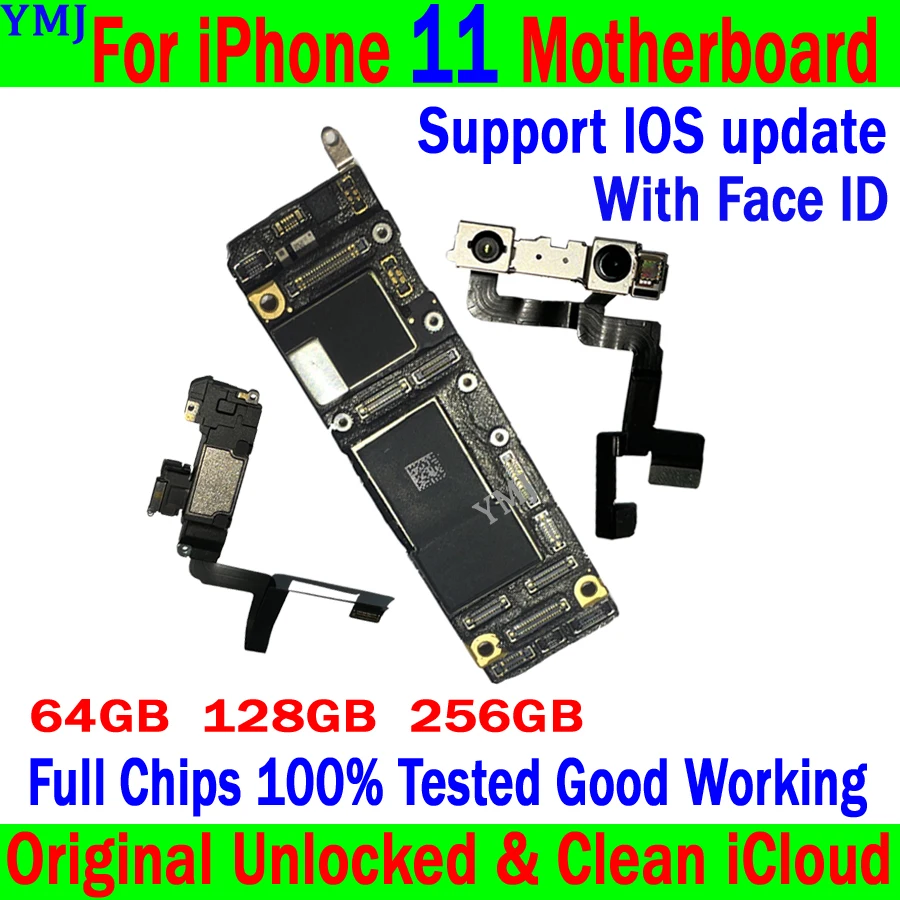 

Free ICloud Original Unlock For IPhone 11 Motherboard 64g/128g/256g Logic Board Good Tested Support IOS Update&4G LTE Mainboard