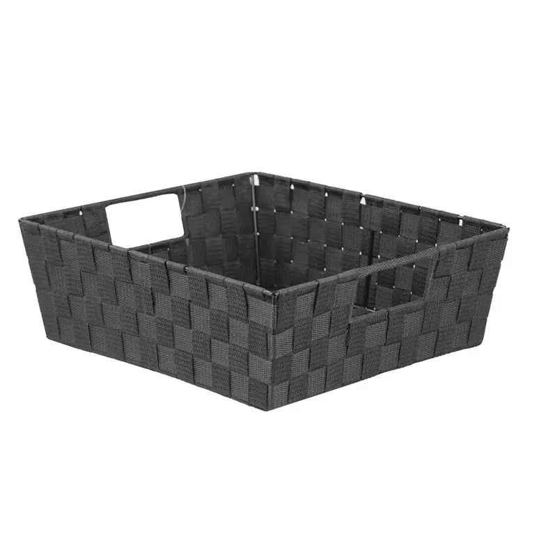 

Polyester Woven Strap Storage Bin With Handles, Black (6 Pack)