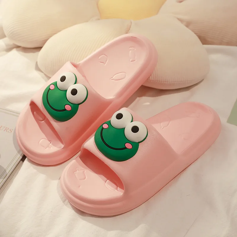 Platform Lovely Frog Shape Design Slippers Women Summer Slides Non-Slip Sandals Bathroom Couple 2023 New Fashion Men Shoes