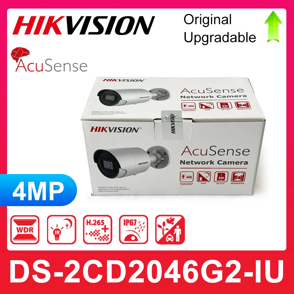 

Original Hikvision DS-2CD2046G2-IU replace DS-2CD2043G2-IU 4MP Built-in Mic IP67 POE IR AcuSense Mini Bullet CCTV IP Camera