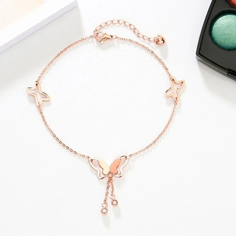 Женский браслет на ногу с бабочкой из серебра 925 пробы 1 шт. |