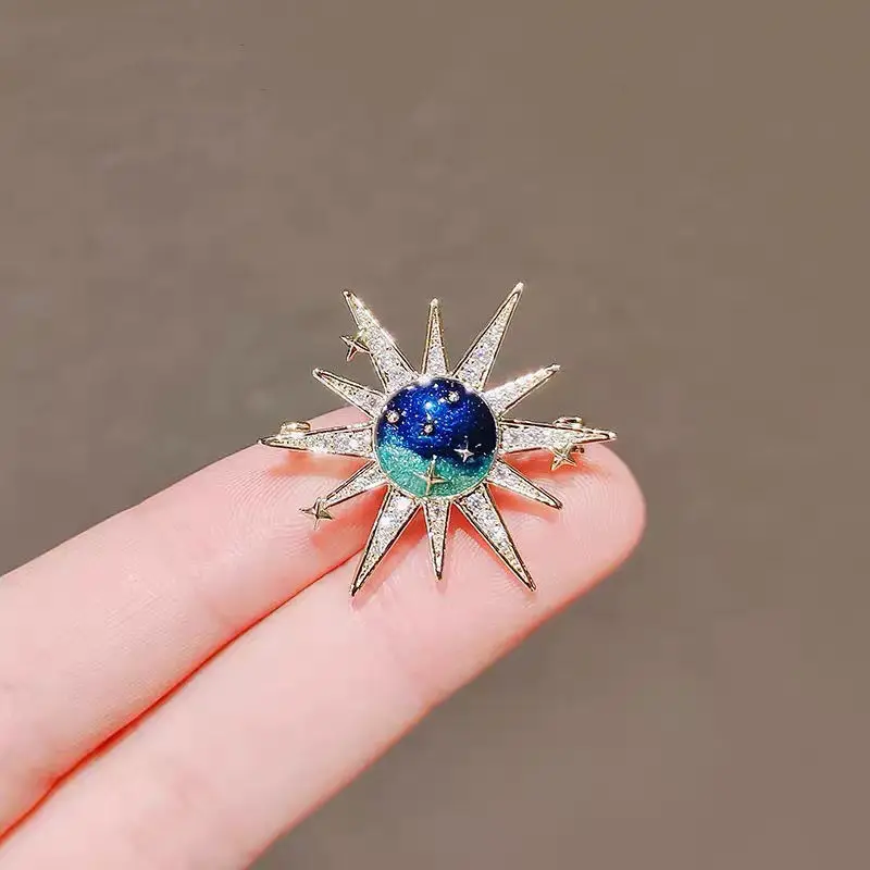 

High-end Universe Brooch Personality Pin Small Fresh Starry Sky Sun God Dream Brooches Collar Pin Suit Accessories Tide