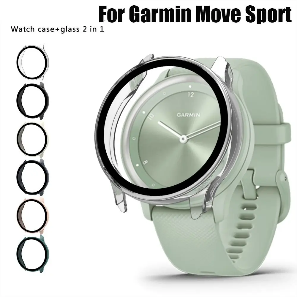 

For Garmin Move Sport PC Frame with Glass Screen Protectors Film Watch Band Cover Protective for Garmin Move Sport Bracelet
