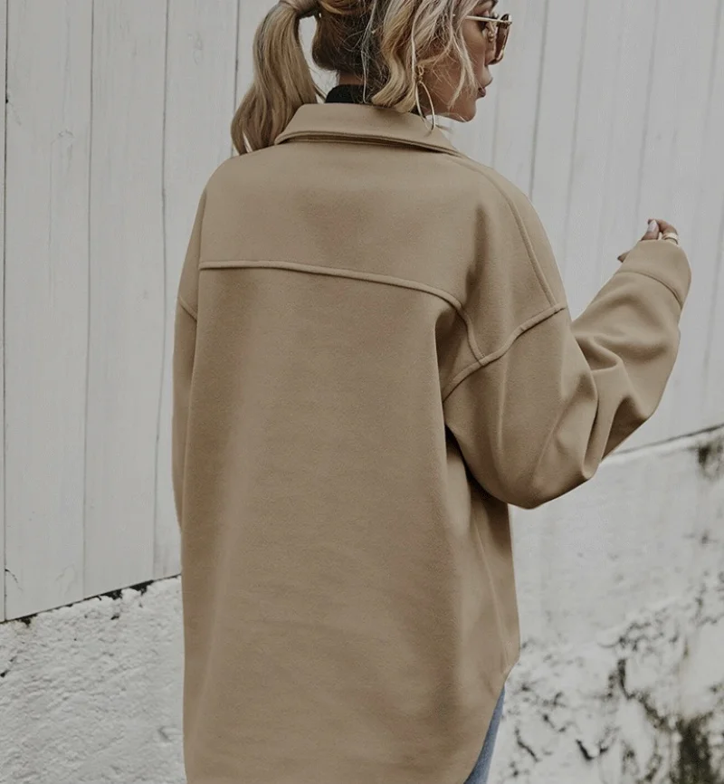 Женские повседневные рубашки модная однотонная шерстяная рубашка с длинным