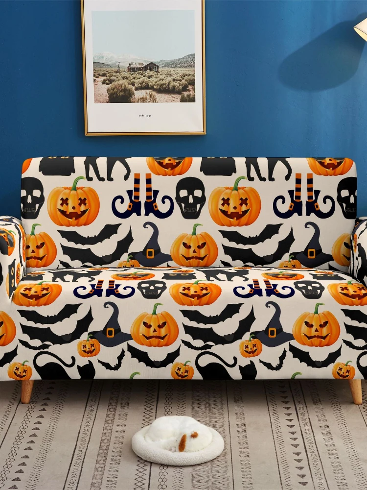 

Диван Хэллоуин чехол с изображением тыквы, эластичный чехол для дивана, комбинированный чехол для дивана с несколькими людьми, европейский ...