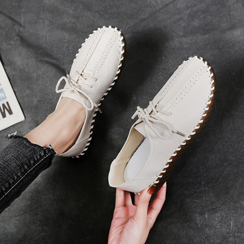 

Туфли женские на шнуровке, повседневные Мокасины, мягкая подошва, плоская подошва, универсальные, лоферы, летняя обувь