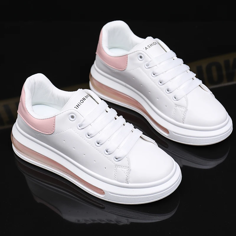 

2022 Autumn Woman Shoes Fashion New Woman PU Leather Shoes Ladies Breathable Cute Heart Flats Casual Shoes White Sneakers