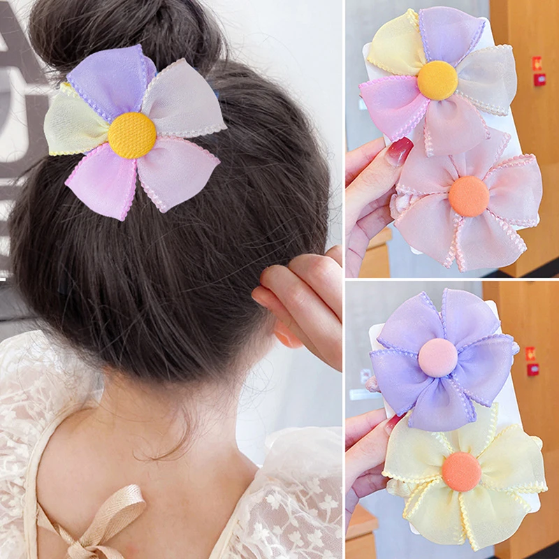 

Sweet Cartoon Flower Hair Bands Cute Floral Elastic Hair Tie Hair Rope For Children Girls Hair Accessories Gift